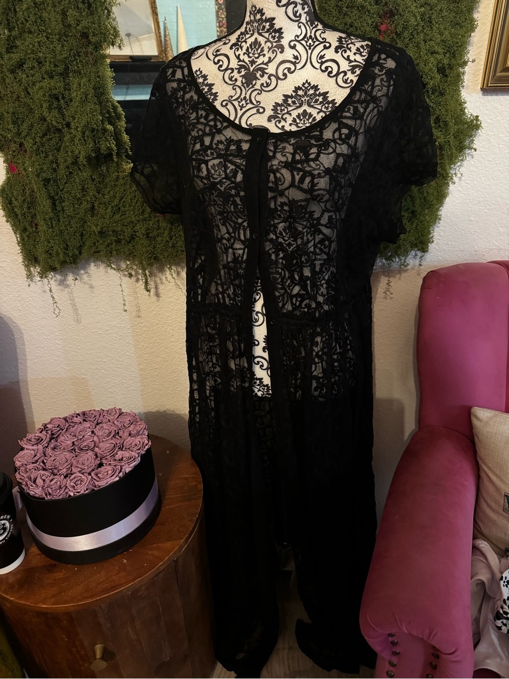 Black Sheer Lace Duster Cardigan/swom cover